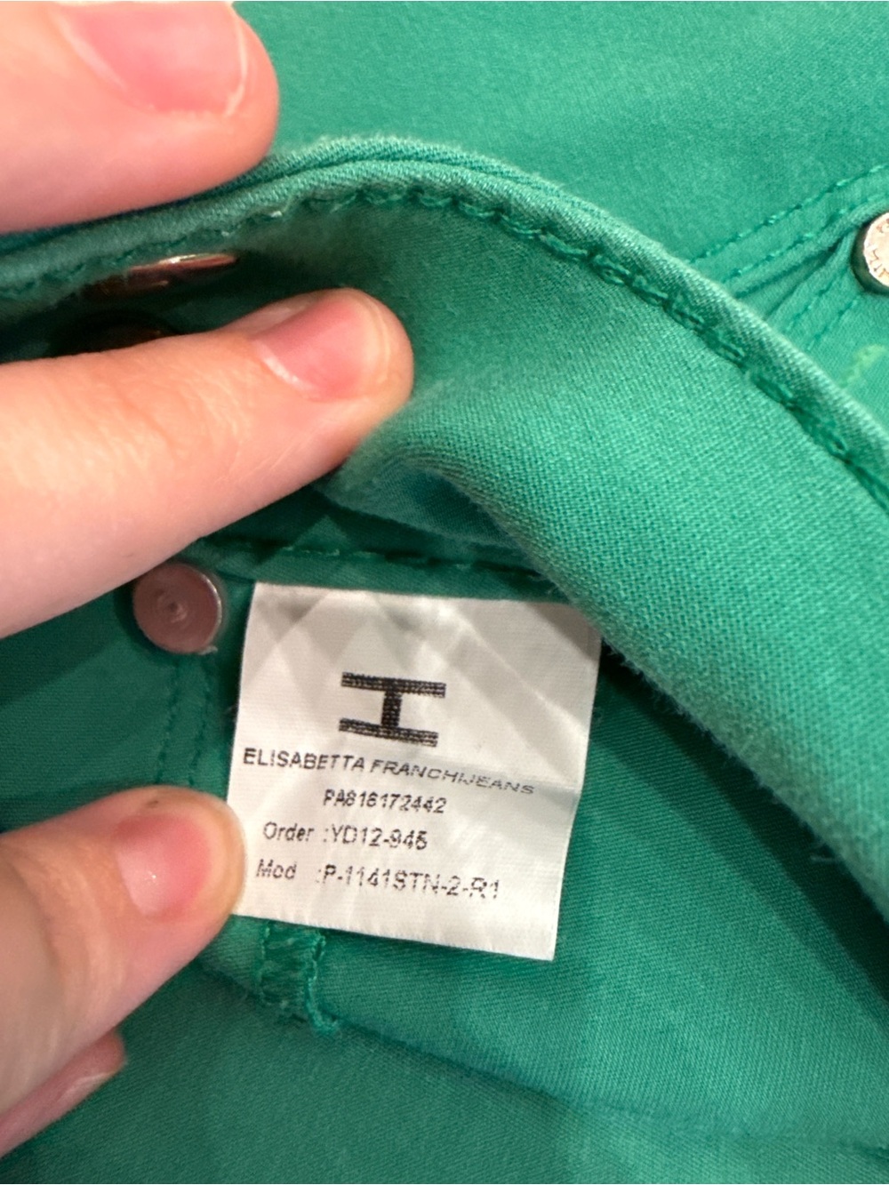 Elisabetta Franchi Jeans Green Cropped Skinny Pants Italy Women’s 31 Designer - Picture 7 of 7